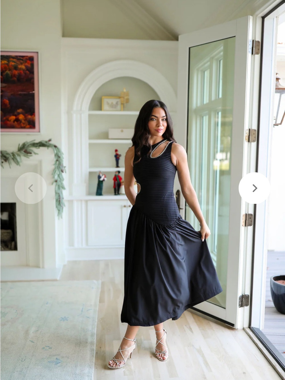 Sleeveless Black Midi Dress with Cutout Detail